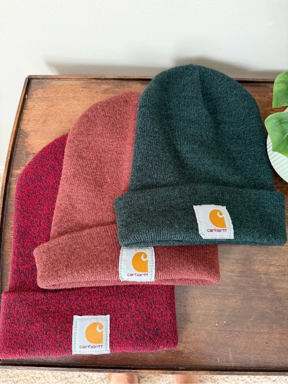 Carhartt unisex Beanies in heathered teal,Dusty Rose & Heather Red